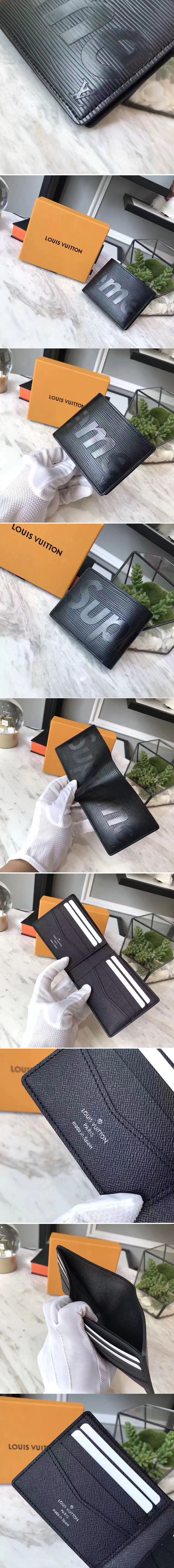 Replica Louis Vuitton M60332  x Supreme Epi Leather Wallet Black