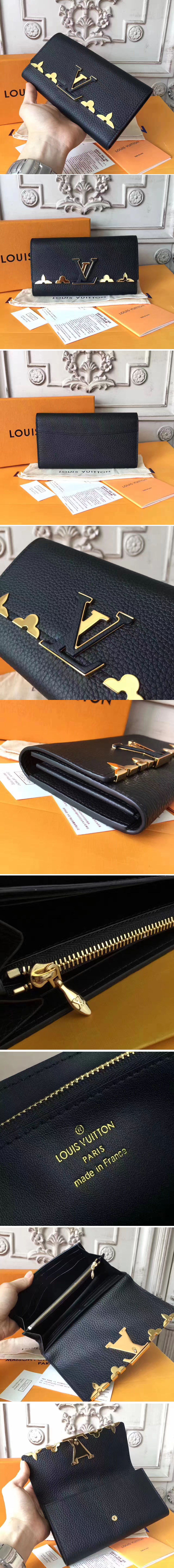 Replica Louis Vuitton M64551  Capucines Wallet Taurillon Leather Black