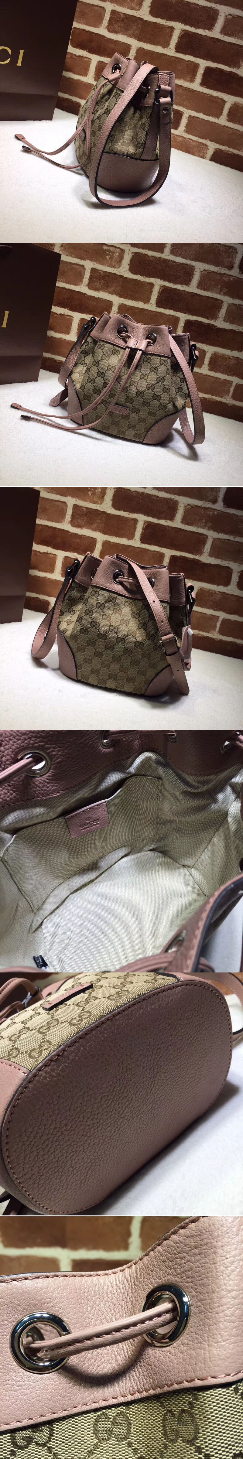 Replica Gucci 388704 Classic GG Canvas Small Bucket Bags Pink