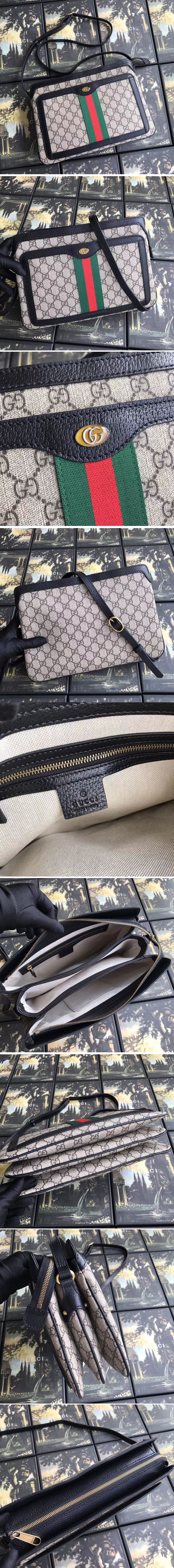 Replica Gucci 523354 GG Supreme Medium Shoulder Bags Black