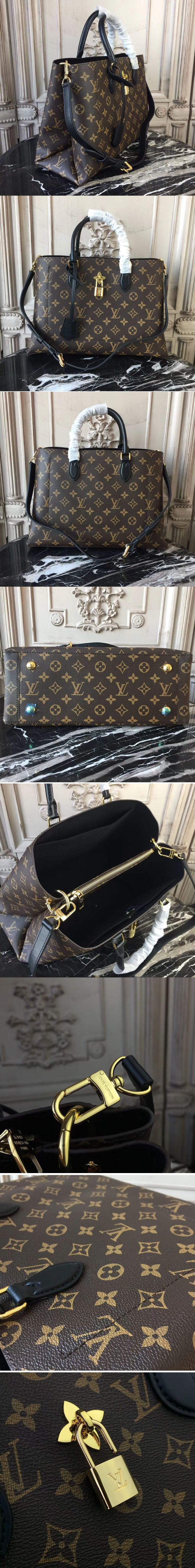 Replica Louis Vuitton M43550 Flower Tote Monogram Canvas Bags Black