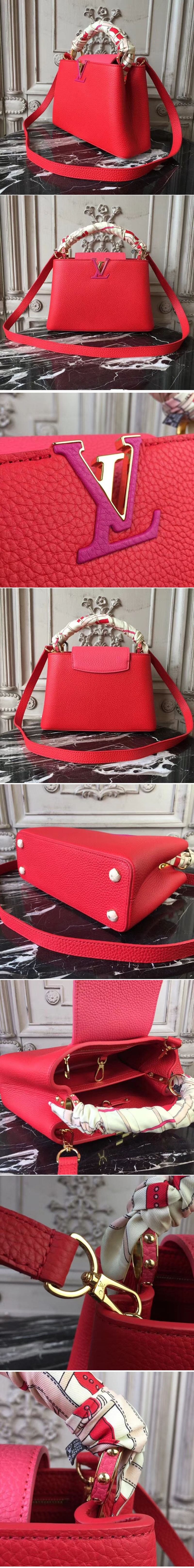 Replica Louis Vuitton M94754 Capucines BB Taurillon Leather Bags Red