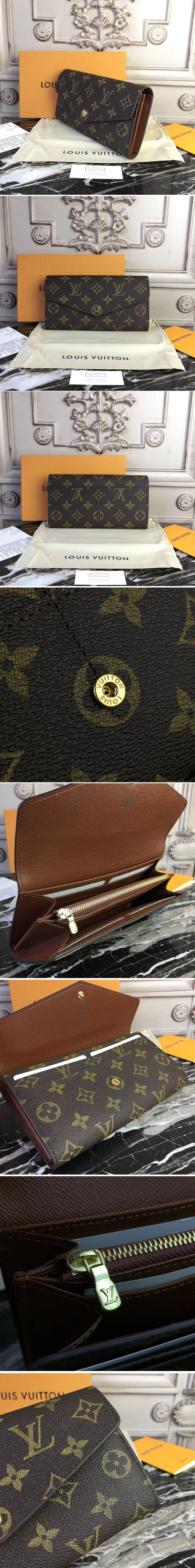 Replica Louis Vuitton M60531 Monogram Canvas Sarah Wallets Brown