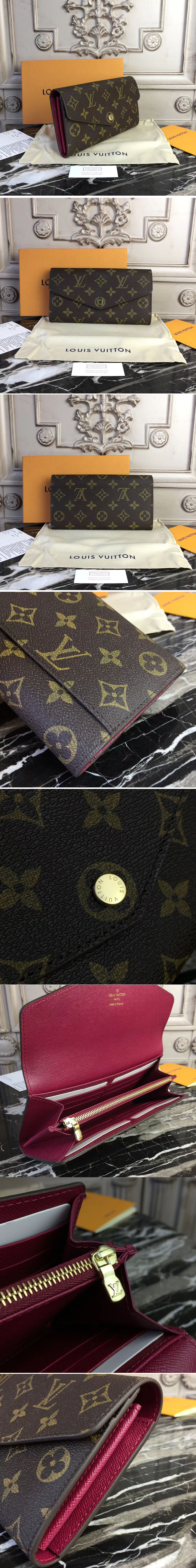 Replica Louis Vuitton M62234 Monogram Canvas Sarah Wallet Fuchsia