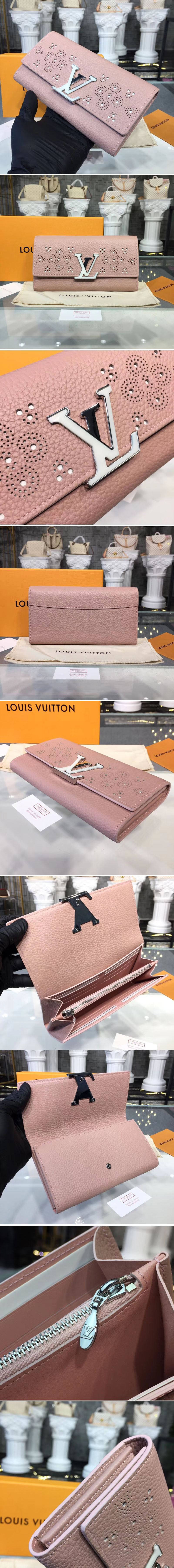 Replica Louis Vuitton M62556 LV Capucines Wallet Taurillon leather Pink