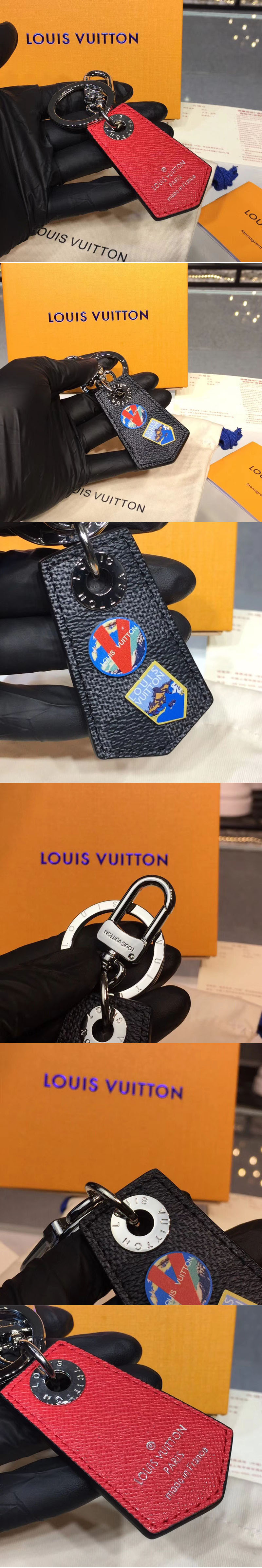 Replica Louis Vuitton M63770 LV Alpes Small Enchappe Bag Charm and Key Holder Damier Graphite Canvas