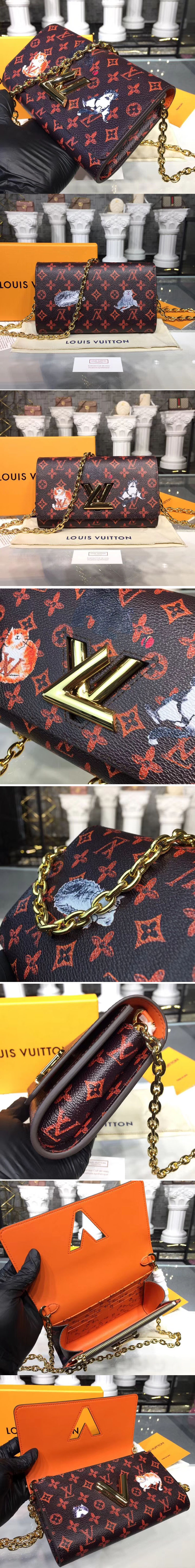 Replica Louis Vuitton M63888 LV Transformed historic Monogram canvas Twist Chain Wallet Red