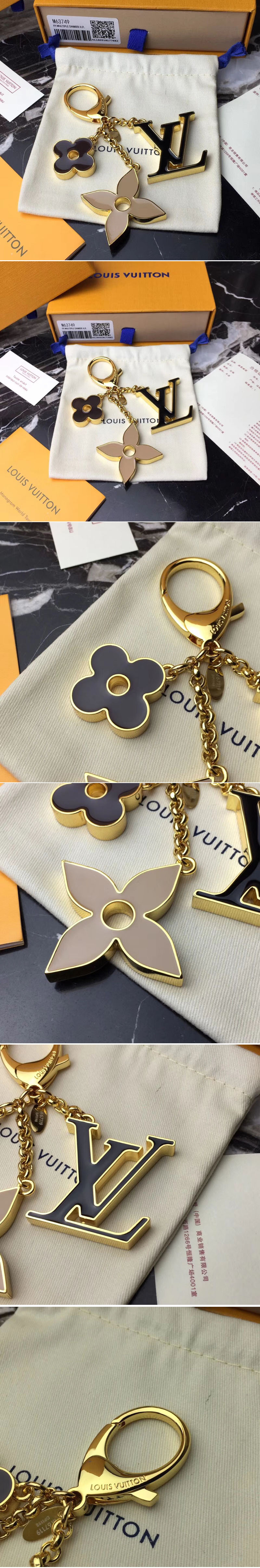 Replica Louis Vuitton M67119 LV Fleur De Monogram Bag Charm Gold Hardware Black