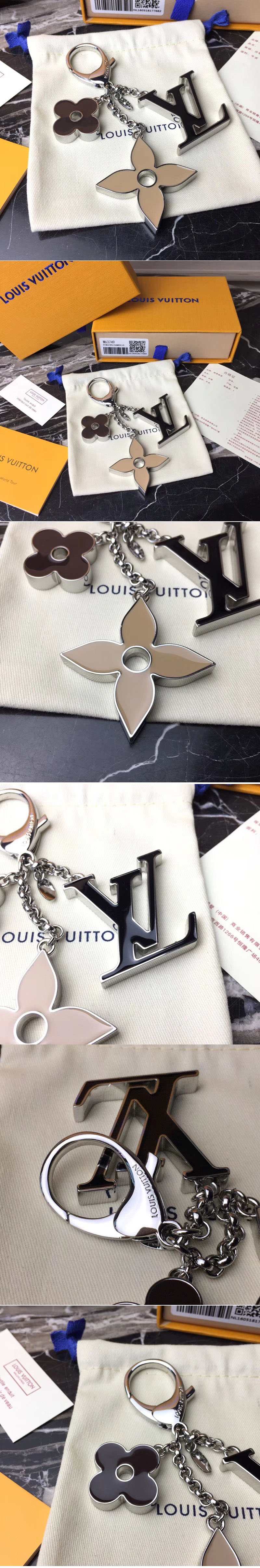 Replica Louis Vuitton M67119 LV Fleur De Monogram Bag Charm Silver Hardware Black