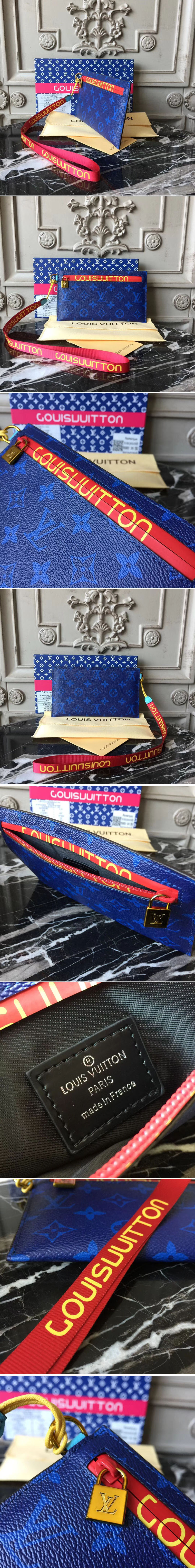 Replica Louis Vuitton M68003 Ribbon Pouches PM Monogram Blue Canvas