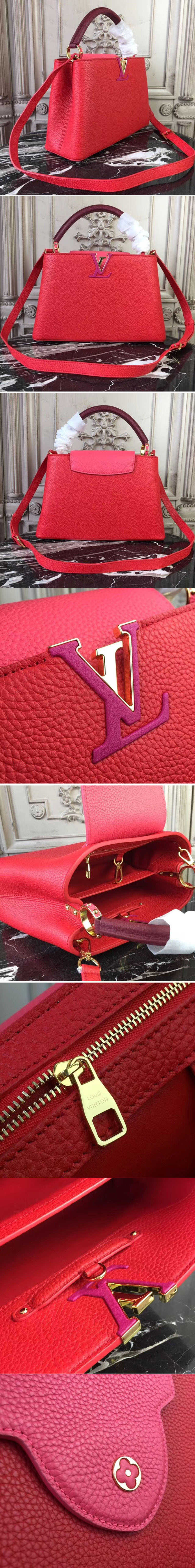 Replica Louis Vuitton M94740 Capucines MM Taurillon Leather Bags Red