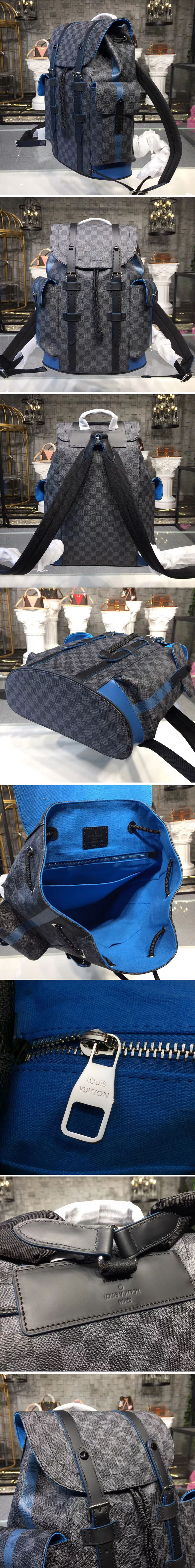 Replica Louis Vuitton N42422 LV Damier Graphite Canvas Christopher PM Backpack