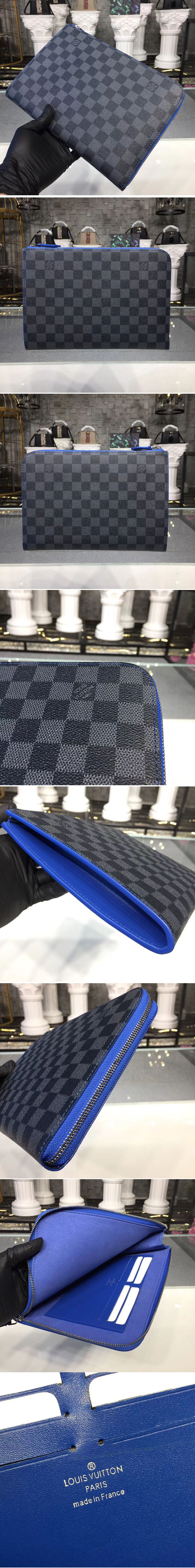 Replica Louis Vuitton N60113 LV Damier Graphite Canvas Pochette Jour PM Blue