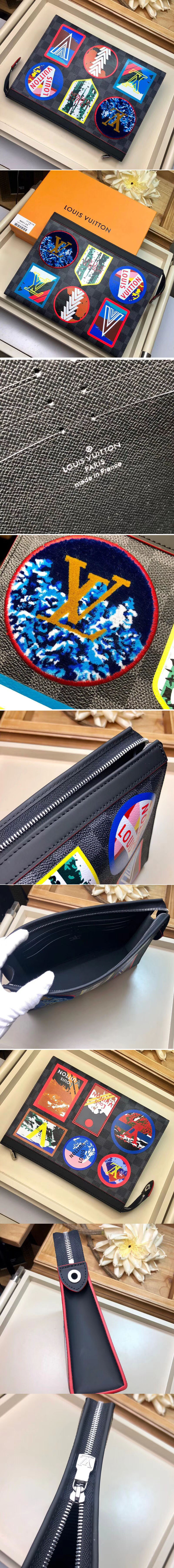 Replica Louis Vuitton N60134 LV Damier Graphite Canvas Pochette Voyage