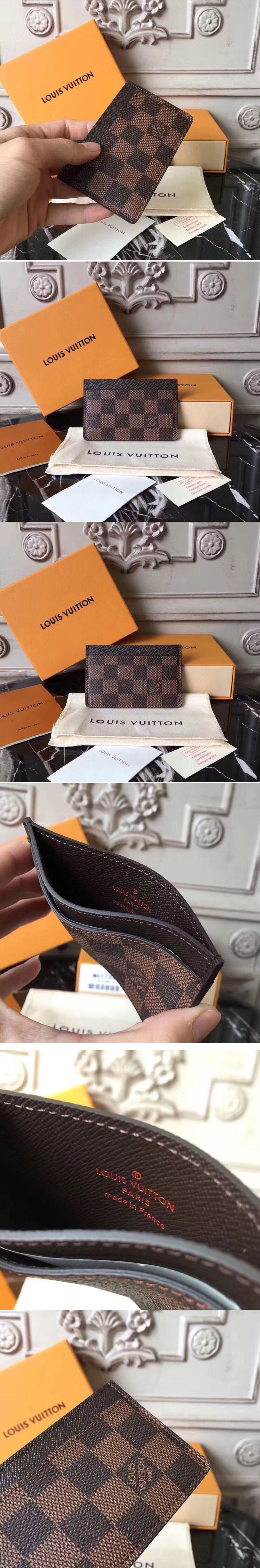 Replica Louis Vuitton N61722 LV Card Holder Damier Ebene Canvas