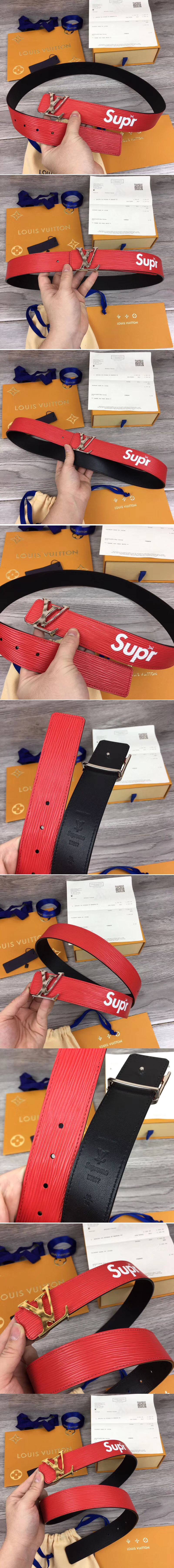 Replica Louis Vuitton LV Supreme 40mm Belt Red Epi Leather