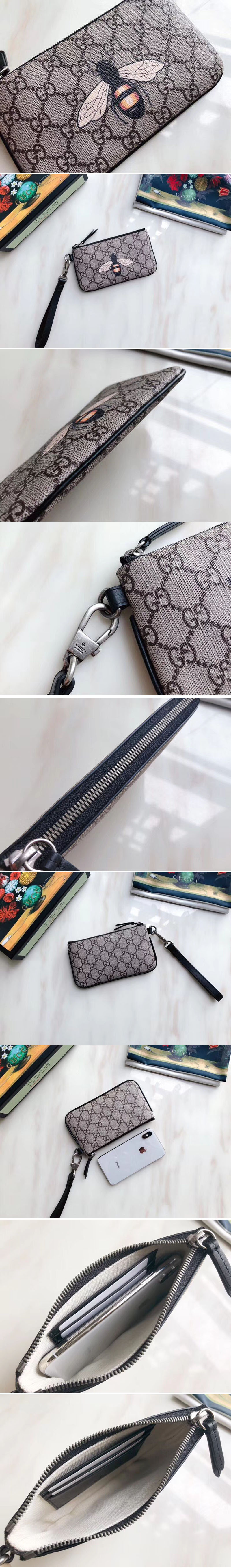 Replica Gucci 522866 Bee print GG Supreme pouch