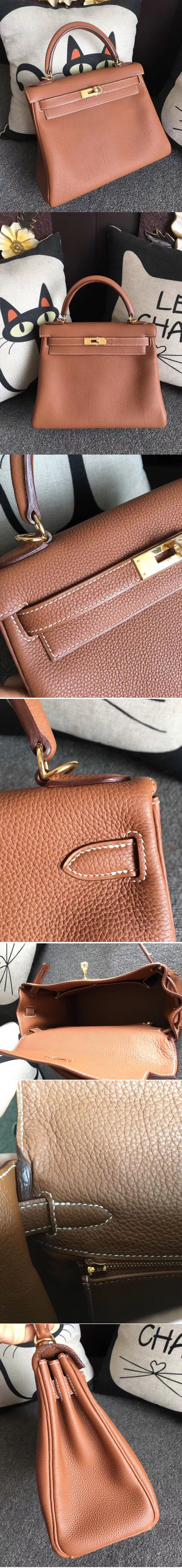 Replica Hermes Kelly 28 Tote Bags Original Tan Togo Leather Full Handstitched 