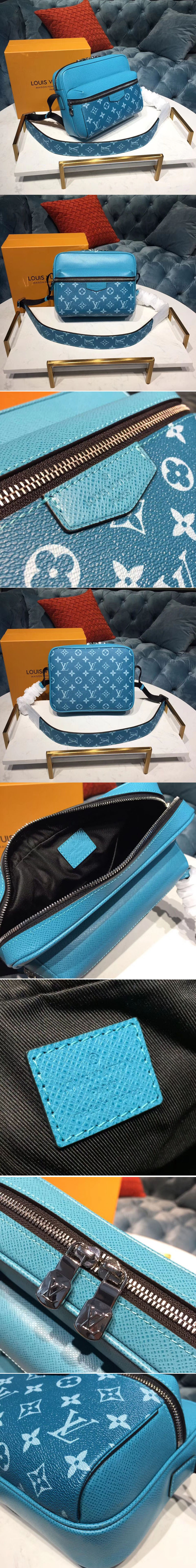 Replica Louis Vuitton M30241 Outdoor Messenger Taiga Leather Blue