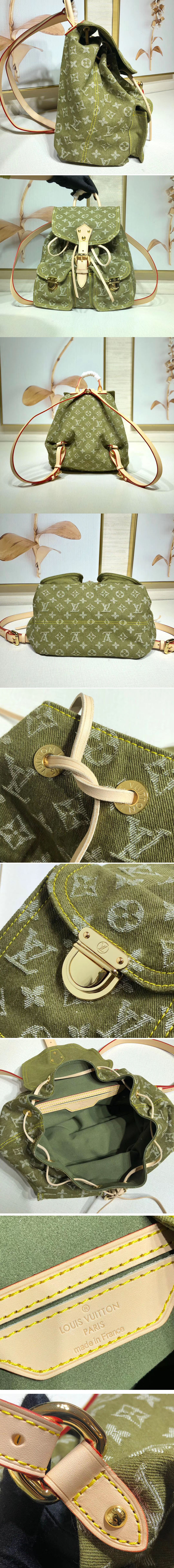 Replica Louis Vuitton M44460 Backpack Monogram Denim Green