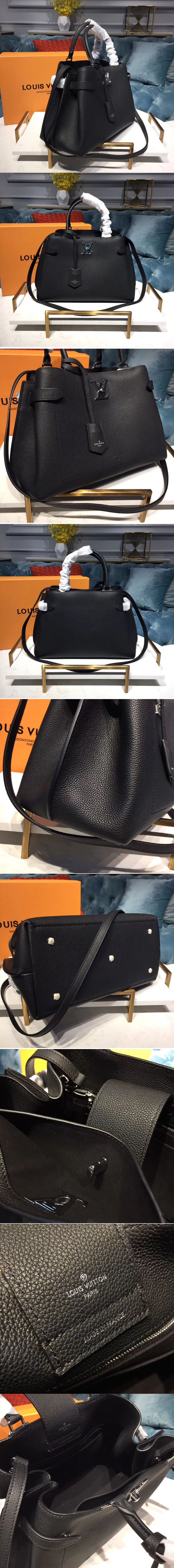 Replica Louis Vuitton M53730 LV Lockme Day Bags Grained Calf Leather Black