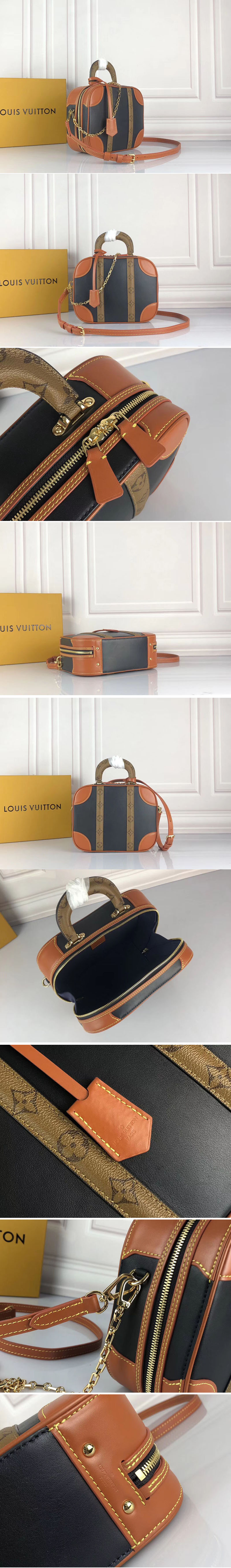 Replica Louis Vuitton M53782 LV Mini Luggage Calf leather Navy Skipper Blue/Caramel