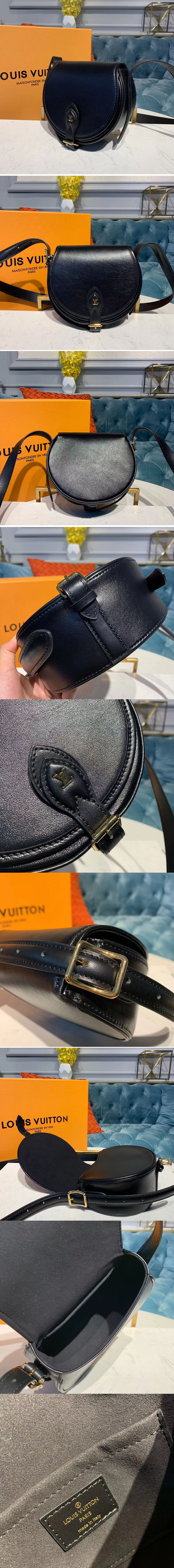 Replica Louis Vuitton M55505 LV Tambourin handbags Black Calf leather