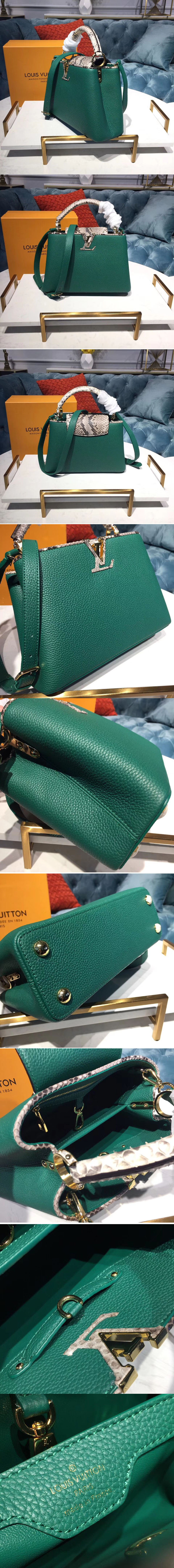 Replica Louis Vuitton N95384 LV Capucines BB Taurillon Leather Green