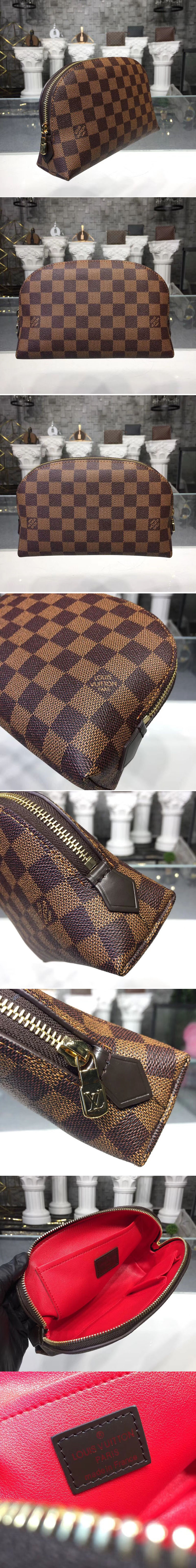 Replica Louis Vuitton N23345 Damier Ebene Canvas Cosmetic Pouch GM