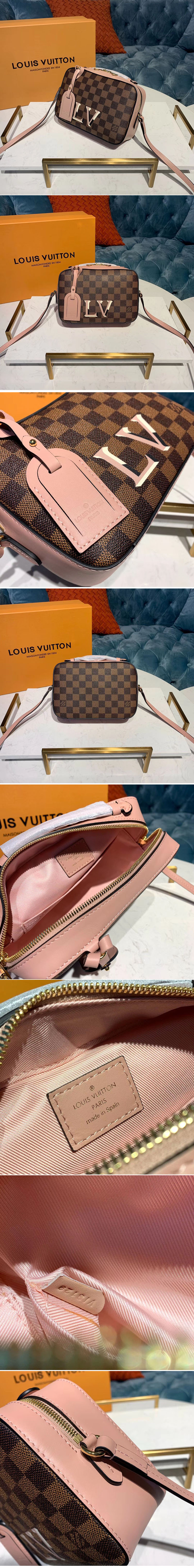 Replica Louis Vuitton N40179 LV Santa Monica Bags Damier Ebene Canvas Pink