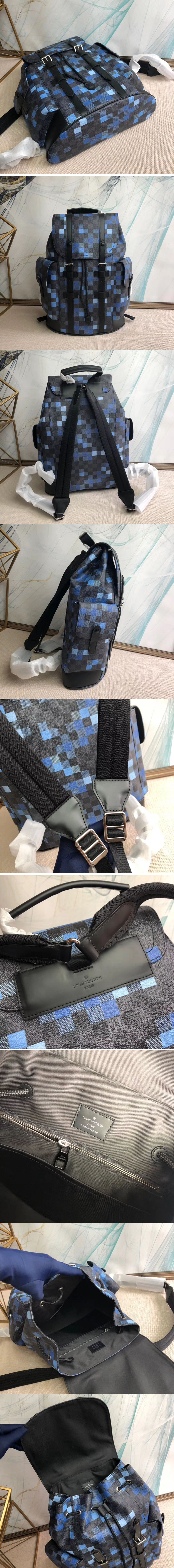 Replica Replica Louis Vuitton N40063 LV Christopher Backpack Blue Damier Graphite Canvas