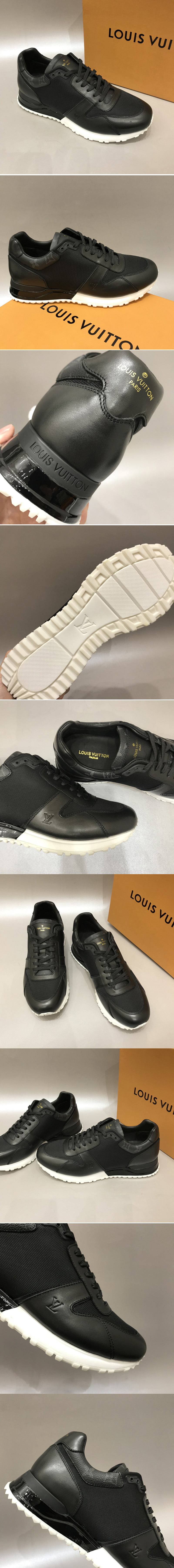 Replica Louis Vuitton 1A5AX9 LV Run Away Sneaker in Monogram Eclipse canvas and Black calf leather