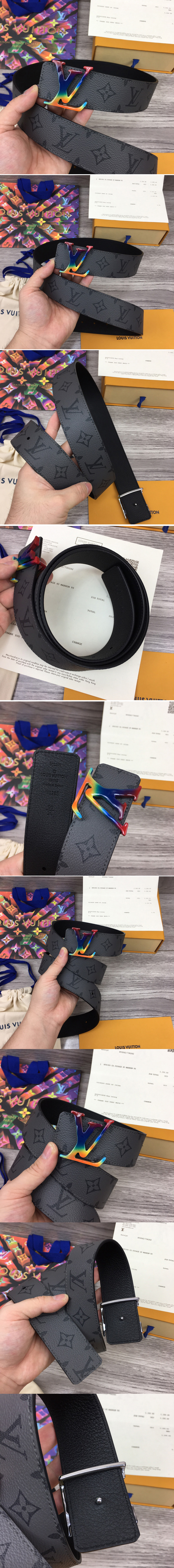 Replica Louis Vuitton M0285V LV Initiales 40mm Reversible belt in Monogram Eclipse Canvas With Multicolor Buckle