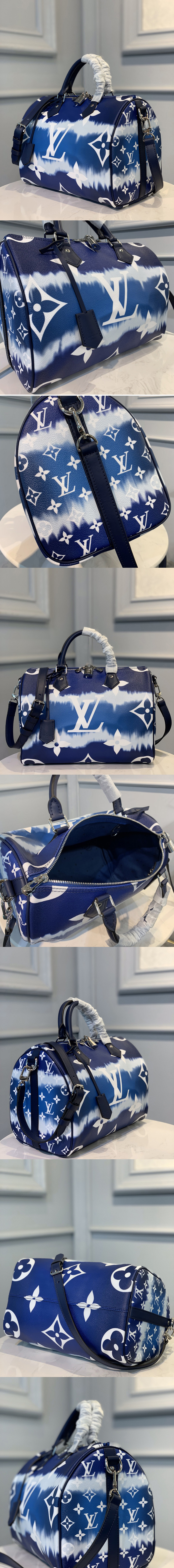 Replica Louis Vuitton M45146 LV Escale Speedy Bandouliere 30 Blue Monogram coated canvas