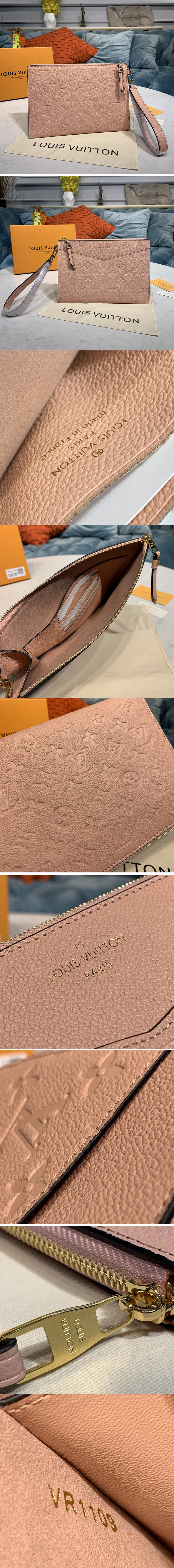 Replica Louis Vuitton M68707 LV Pochette Melanie MM Bag in Pink Monogram Empreinte leather