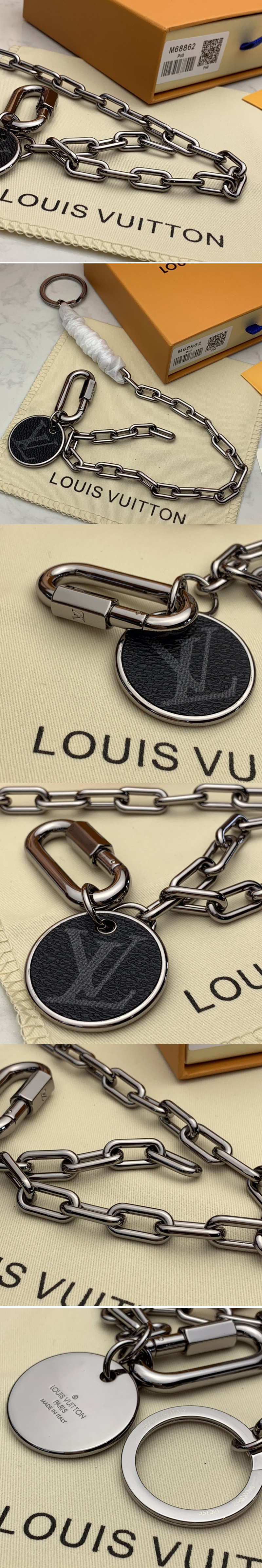 Replica Louis Vuitton M68862 LV LV Key Chain key holder in Monogram Eclipse canvas