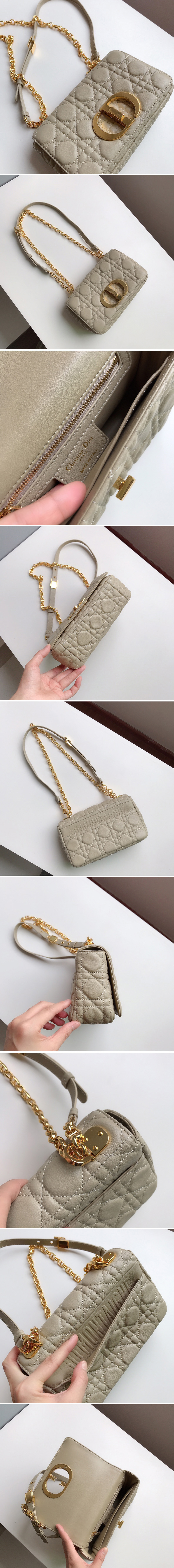 Replica Christian Dior M9241 Small Dior Caro bag in Apricot Soft Cannage Calfskin