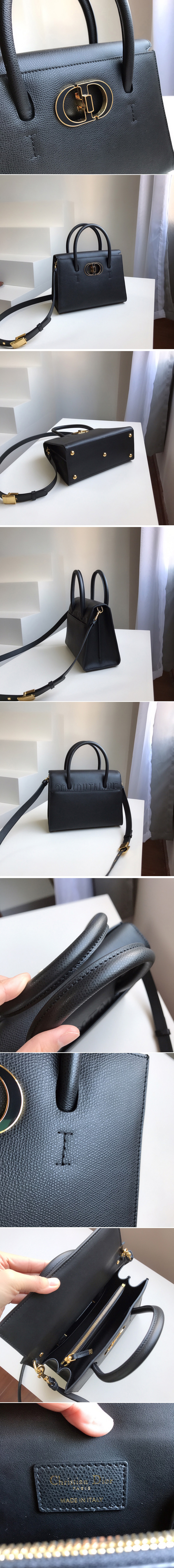 Replica Christian Dior M9321 Dior Medium St Honoré tote bag in Black Grained Calfskin