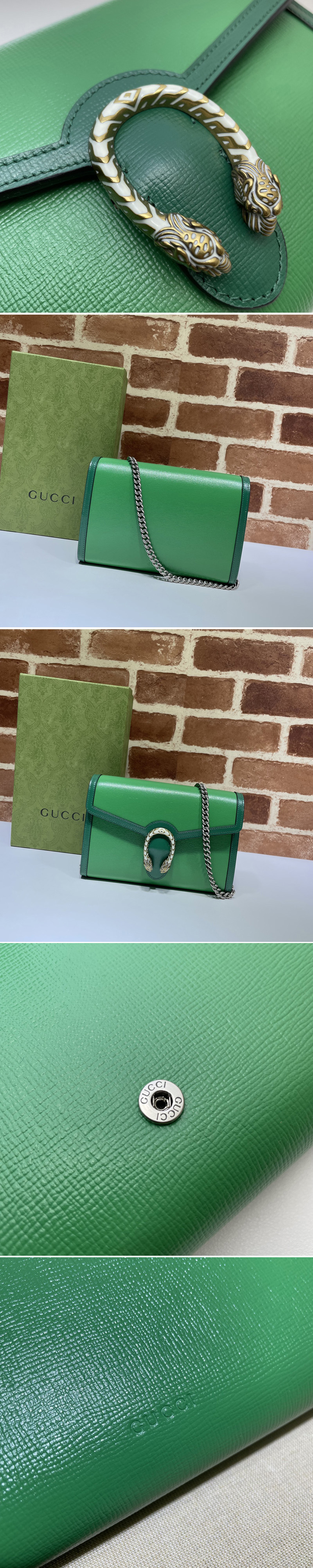 Replica Gucci 401231 Dionysus mini chain bag in Green Leather