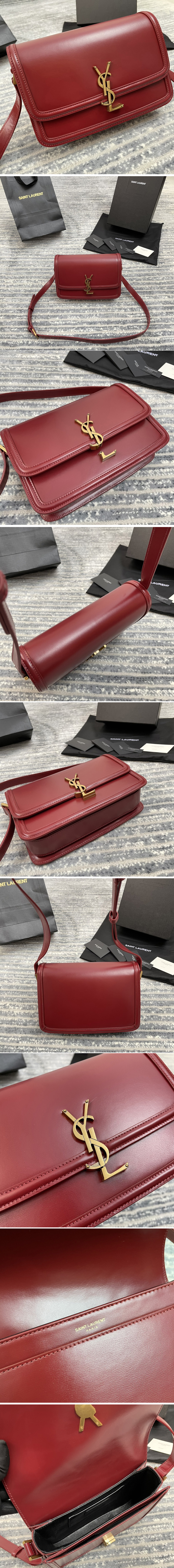 Replica Saint Laurent 634306 YSL SOLFERINO SMALL SATCHEL IN Natural Red Box Saint Laurent Leather