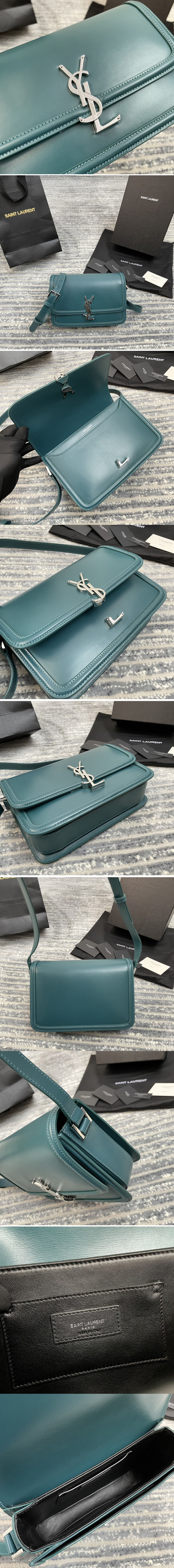 Replica Saint Laurent 634306 YSL SOLFERINO SMALL SATCHEL IN Natural Blue Box Saint Laurent Leather