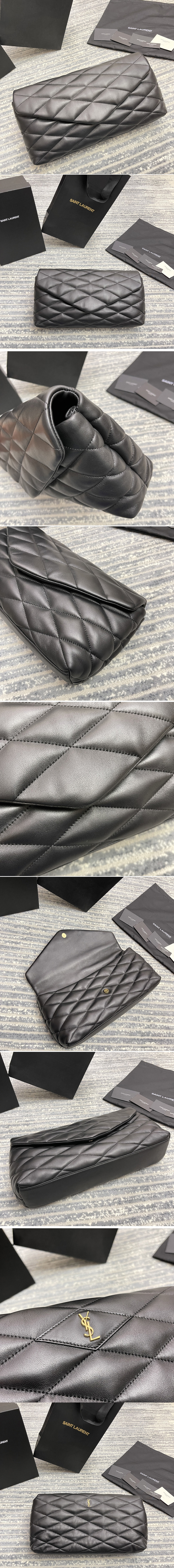 Replica Saint Laurent 655004 YSL sade puffer envelope clutch in Black lambskin