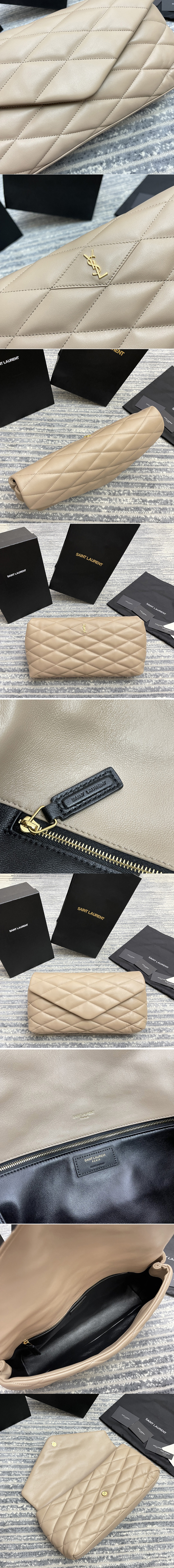 Replica Saint Laurent 655004 YSL sade puffer envelope clutch in Beige lambskin