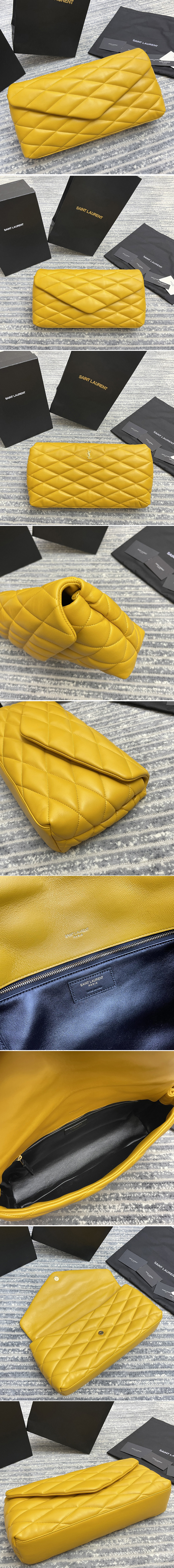 Replica Saint Laurent 655004 YSL sade puffer envelope clutch in Yellow lambskin