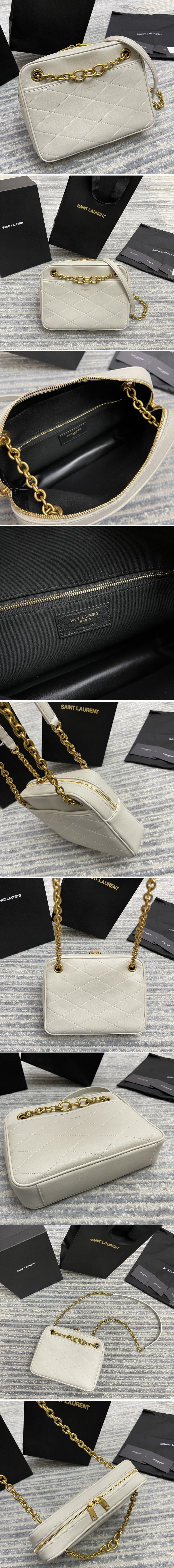 Replica Saint Laurent 669308 YSL LE MAILLON SMALL CHAIN BAG IN White QUILTED LAMBSKIN