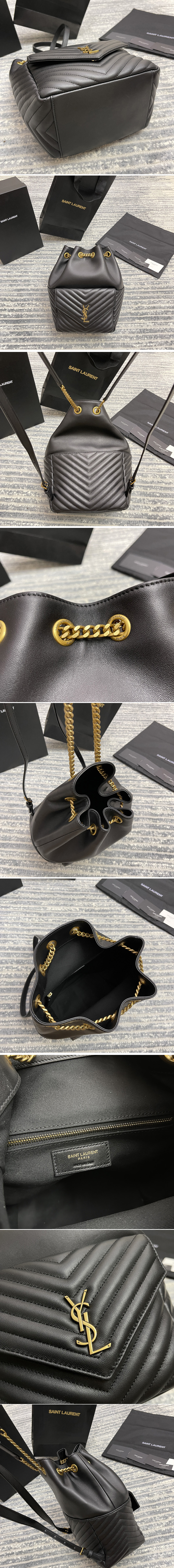 Replica Saint Laurent 672609 YSL JOE BACKPACK IN Black LAMÉ LEATHER