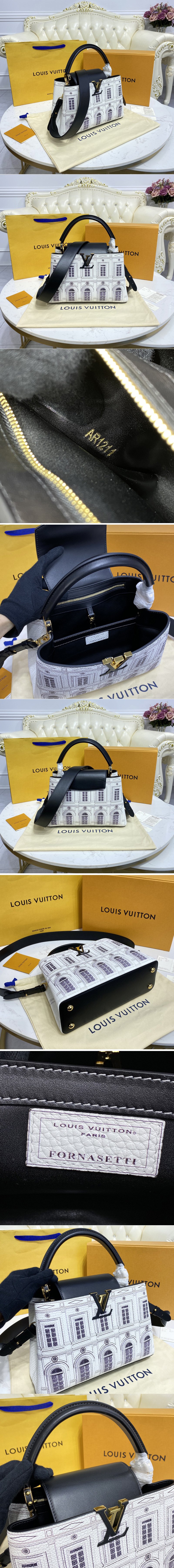 Replica Louis Vuitton M42258 LV Capucines MM handbag in Printed matte calf leather