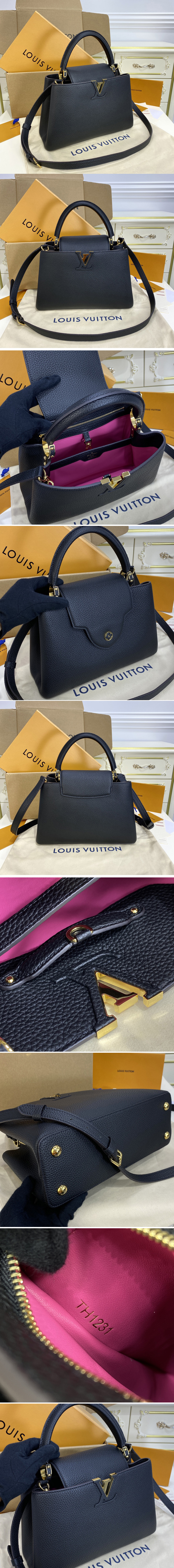 Replica Louis Vuitton M42259 LV Capucines MM handbag in Black Taurillon leather