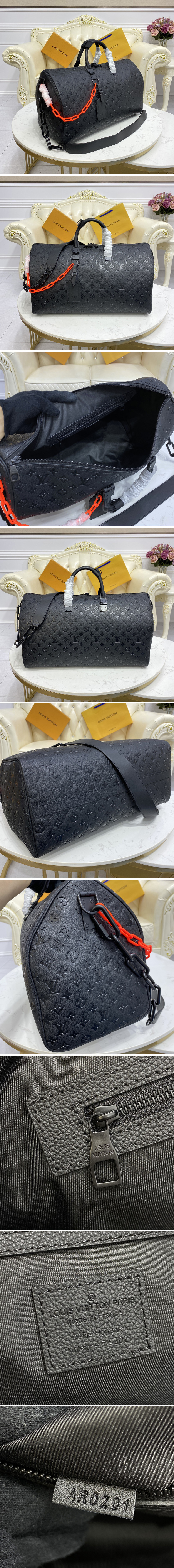 Replica Louis Vuitton M44470 LV Keepall Bandoulière 50 bag in Monogram Empreinte leather