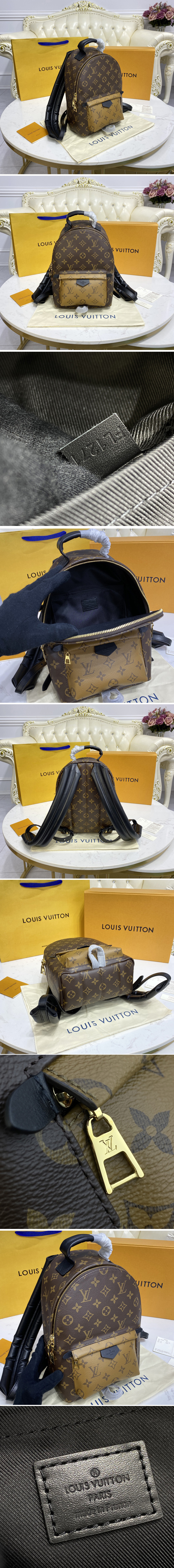 Replica Louis Vuitton M44870 LV Palm Springs PM backpack in Monogram Reverse coated canvas